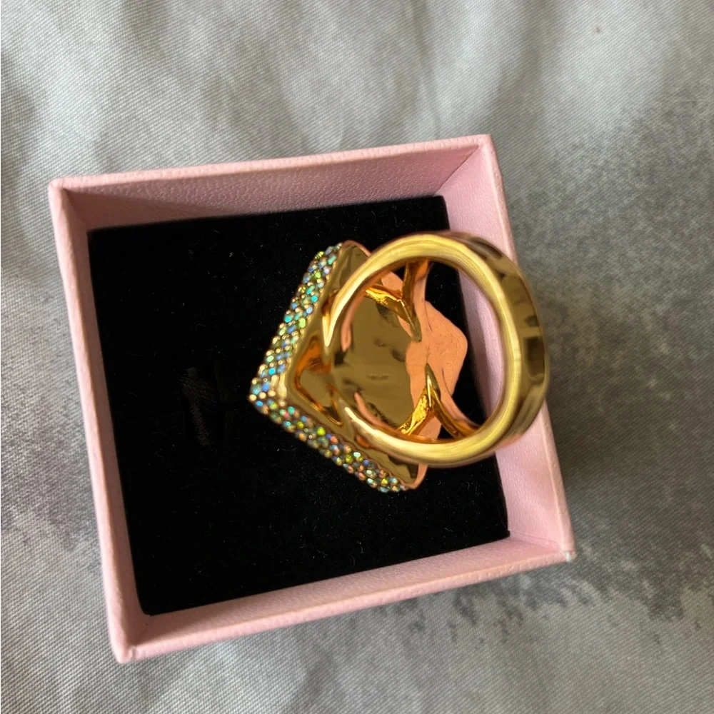 Kurt Geiger Pink and Gold Ring, size small 5-5.5 - Picture 4 of 13
